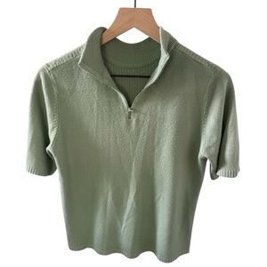 Green Half-Zip Knit Sweater